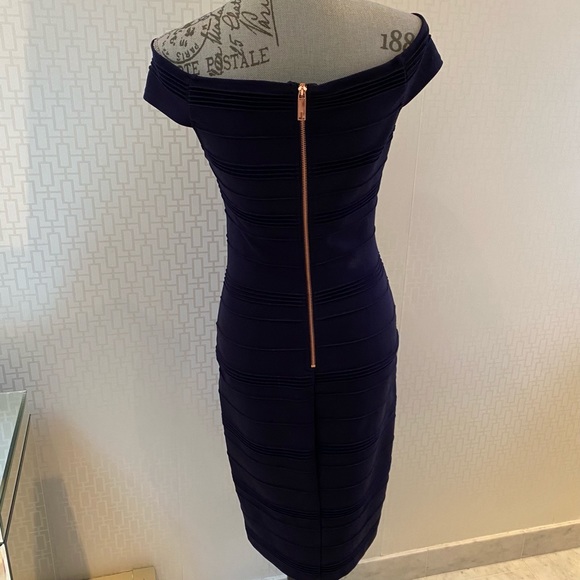 🇬🇧 Ted Baker Inan Bardot Body Con Bandage Dress - Picture 8 of 11